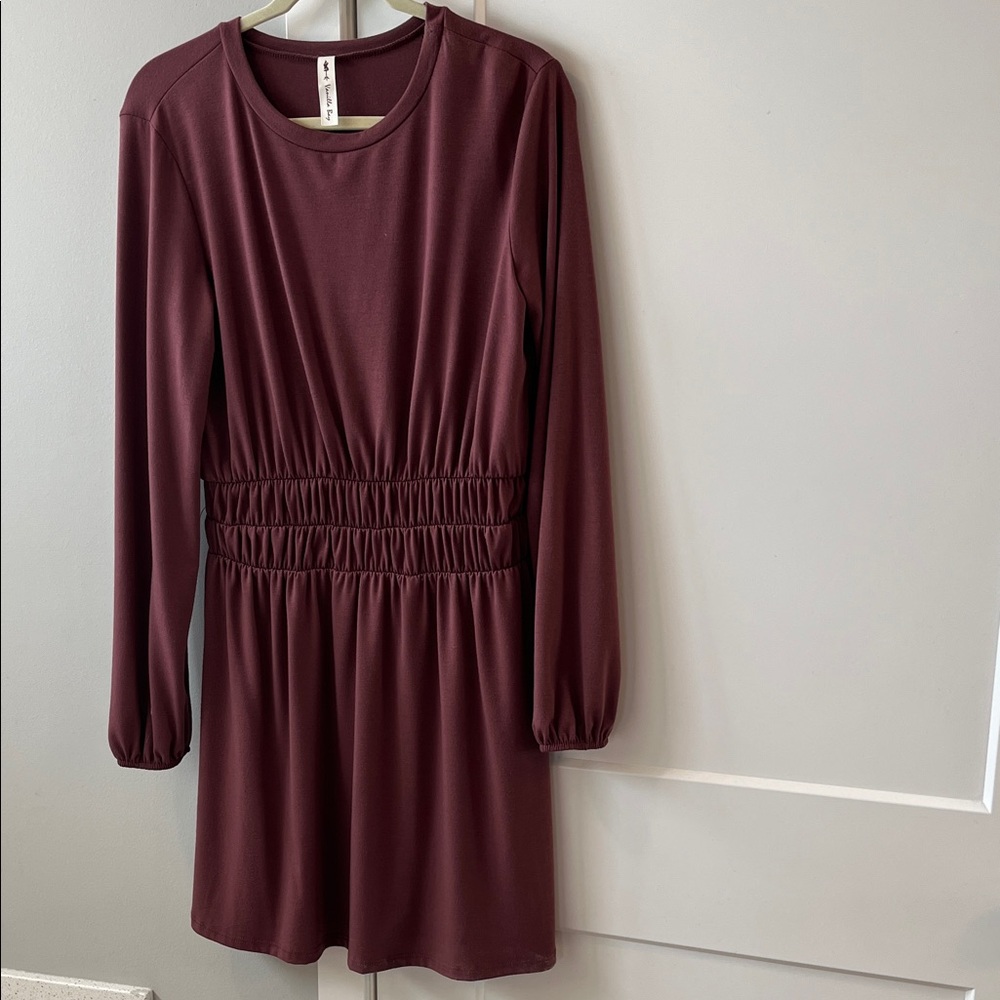 Vanilla Bay Soft Burgundy Long Sleeve Dress